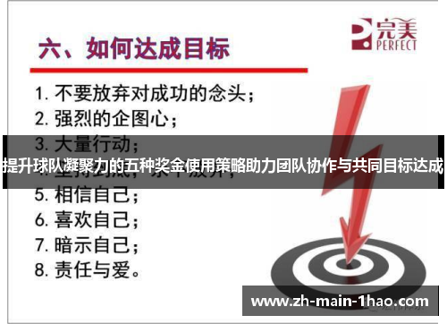 提升球队凝聚力的五种奖金使用策略助力团队协作与共同目标达成